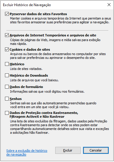 Como excluir o histórico do  (limpar dados de exibição e